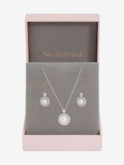 Jon Richard Silver/Gold Plated and Cubic Zirconia Pearl Halo Box Set Gift Box - Image 1 of 2