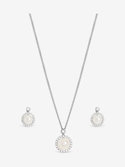 Jon Richard Silver/Gold Plated and Cubic Zirconia Pearl Halo Box Set Gift Box - Image 2 of 2