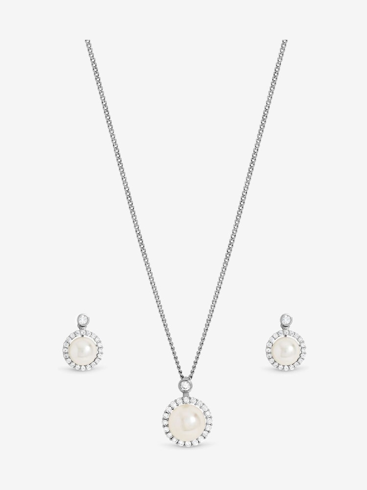Jon Richard Silver/Gold Plated and Cubic Zirconia Pearl Halo Box Set Gift Box - Image 2 of 2