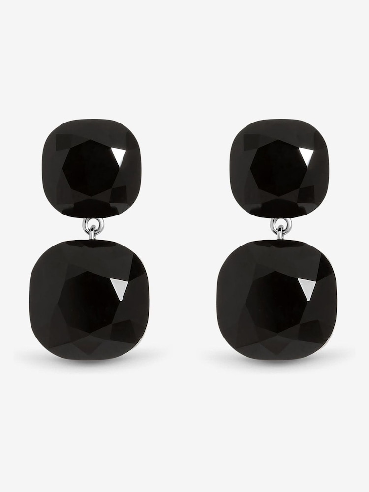 Jon Richard Silver Rhodium Plated Jet Statement Stone Drop Earrings - Image 1 of 1 Jon Richard Silver Rhodium Plated Jet Statement Stone Drop Earrings - Image 1 of 1
