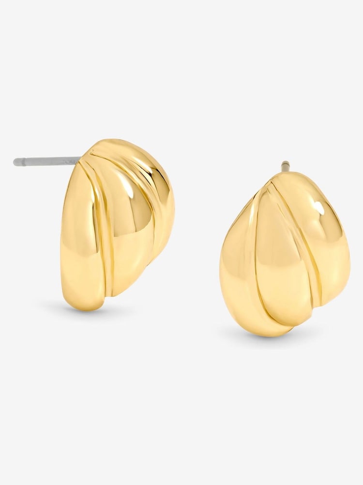 Jon Richard Gold Plate D Mini Ribbed Stud Earrings - Image 1 of 2 Jon Richard Gold Plate D Mini Ribbed Stud Earrings - Image 1 of 2