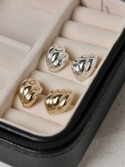 Jon Richard Gold Plate D Mini Ribbed Stud Earrings - Image 2 of 2