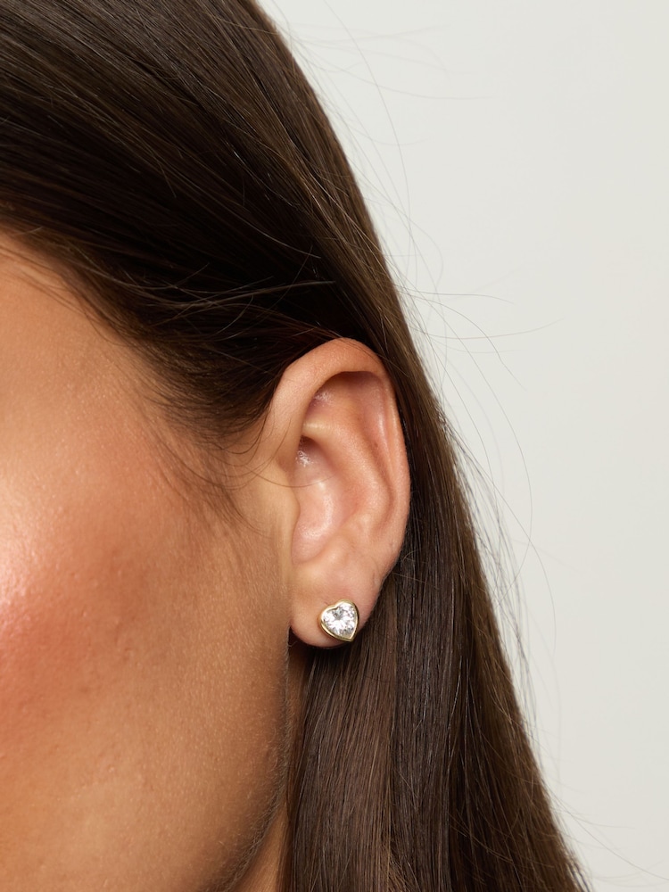 Jon Richard Gold Gold Plated Cubic Zirconia 18K Crystal Heart Studs - Hanging Heart - Image 1 of 1 Jon Richard Gold Gold Plated Cubic Zirconia 18K Crystal Heart Studs - Hanging Heart - Image 1 of 1