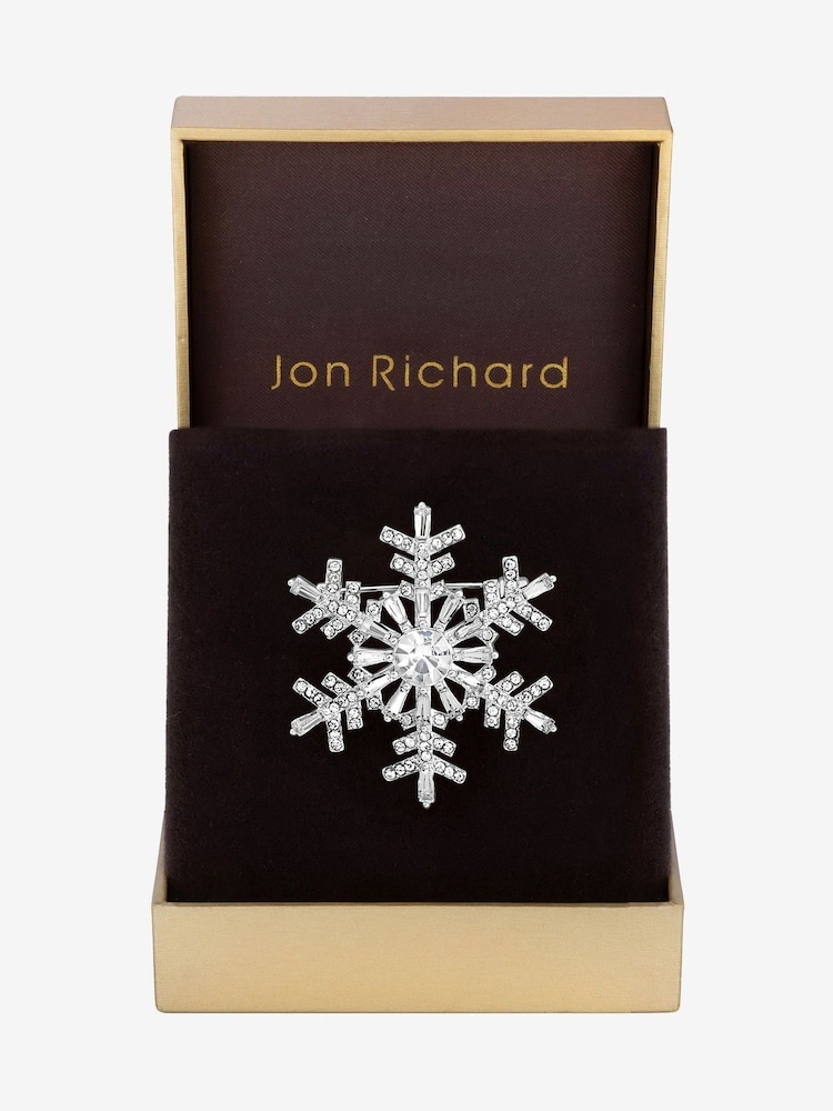 Jon Richard Silver Plated and Crystal Snowflake Brooch Gift Box - Image 2 of 2