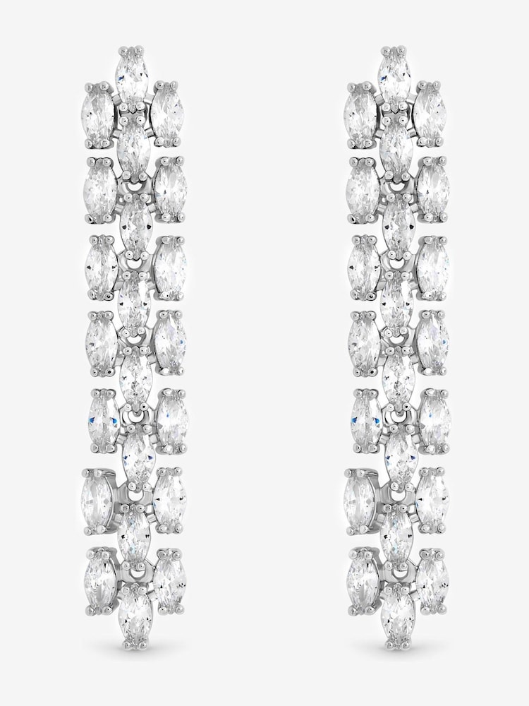 Jon Richard Silver Plated Rhodium and Cubic Zirconia Navette Drop Earrings - Image 1 of 4