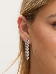 Jon Richard Silver Plated Rhodium and Cubic Zirconia Navette Drop Earrings - Image 3 of 4