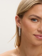 Jon Richard Silver Plated Rhodium and Cubic Zirconia Navette Drop Earrings - Image 4 of 4