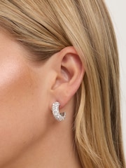 Jon Richard Silver Rhodium Plated Pave Chubby Hoops - Image 3 of 3