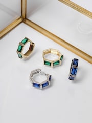 Jon Richard Silver Plated and Sapphire Hoop Earrings - Image 2 of 3