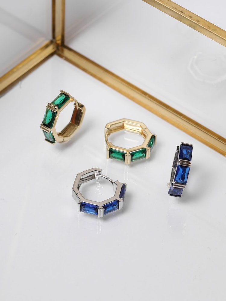 Jon Richard Silver Plated and Sapphire Hoop Earrings - Image 2 of 3