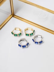 Jon Richard Silver Plated and Sapphire Hoop Earrings - Image 3 of 3