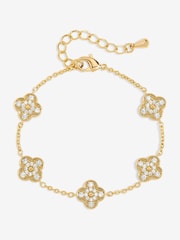 Jon Richard Gold Plated Pave Clover Bracelet - Image 1 of 3