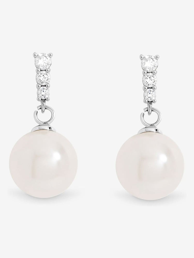 Jon Richard Silver Rhodium Plated Crystal Stick and Pearl Earrings - Image 1 of 4