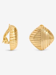 Jon Richard Silver Plated Ridge Square Clip Earrings - Image 1 of 1