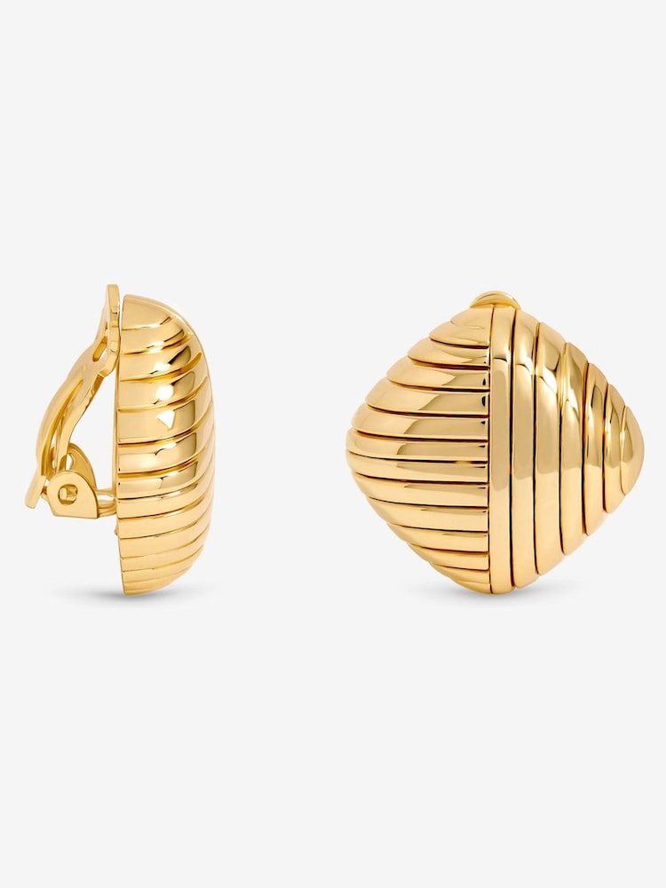 Jon Richard Silver Plated Ridge Square Clip Earrings - Image 1 of 1 Jon Richard Silver Plated Ridge Square Clip Earrings - Image 1 of 1