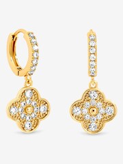 Jon Richard Gold Plated Pave Clover Earrings - Image 1 of 4
