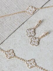 Jon Richard Gold Plated Pave Clover Earrings - Image 2 of 4