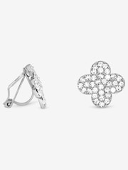 Jon Richard Silver Silver Plated and Pave Clover Clip Earrings - Image 1 of 1