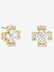 Jon Richard Gold Plated and Crystal Clover Stud Earrings - Image 1 of 1