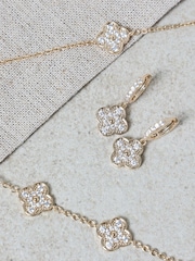 Jon Richard Gold Plated Pave Clover Necklace - Image 2 of 4