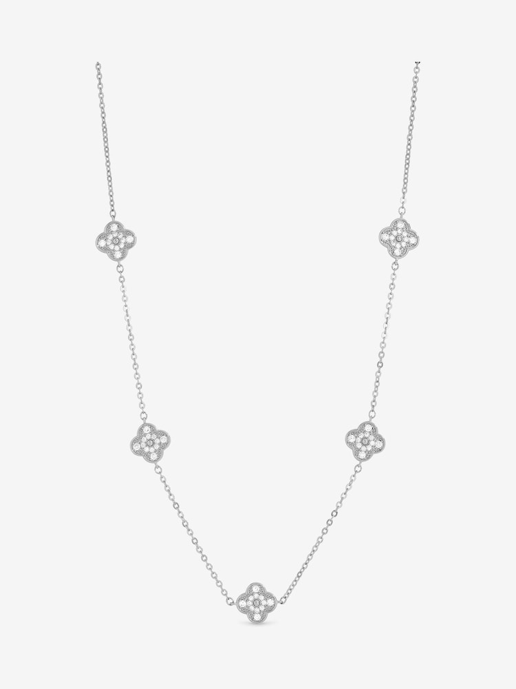 Jon Richard Silver Rhodium Plated and Pave Clover Necklace - Image 1 of 4
