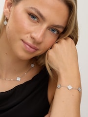 Jon Richard Silver Rhodium Plated and Pave Clover Necklace - Image 4 of 4