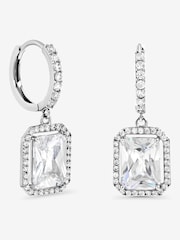Jon Richard Silver Plated Cubic Zirconia Charm Huggie Hoop Earrings - Image 2 of 2