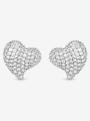 Jon Richard Silver Rhodium Plated Pave Heart Stud Earrings - Image 2 of 2
