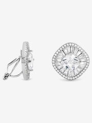 Jon Richard Silver Rhodium Plated Baguette Cubic Zirconia Stud Clip Earrings - Image 1 of 3