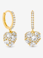 Jon Richard Gold Plated Cubic Zirconia Pave Heart Earrings - Image 1 of 1