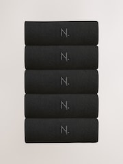 Black N. Premium Embroidered Viscose Socks 4 Pack - Image 1 of 5