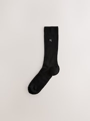 Black N. Premium Embroidered Viscose Socks 4 Pack - Image 3 of 5