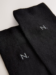 Black N. Premium Embroidered Viscose Socks 4 Pack - Image 4 of 5