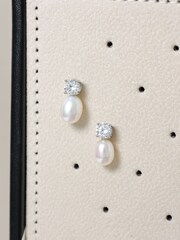 Jon Richard Silver Rhodium Plated Crystal and Fresh Water Pearl Drop Earrings - Image 3 of 3