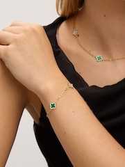 Jon Richard Gold Plated Pave and Malachite Clover Bracelet - Image 3 of 3