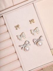 Jon Richard Gold Plated and Pave Bow Studs - Image 2 of 2
