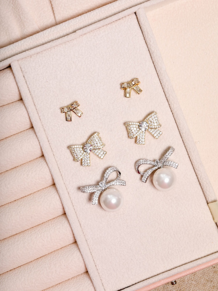 Jon Richard Gold Plated and Pave Bow Studs - Image 2 of 2