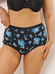 Yours Curve Black Floral Full Briefs 5 Pack - Image 2 of 7