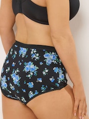 Yours Curve Black Floral Full Briefs 5 Pack - Image 3 of 7