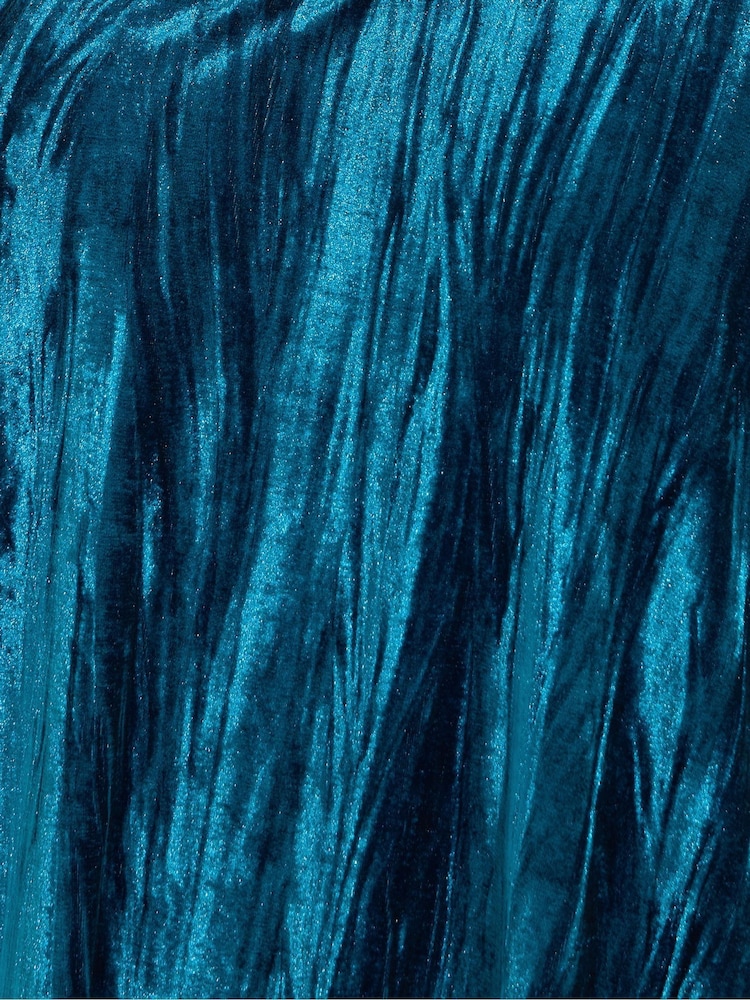 Yours Curve Blue Crushed Velour Party Cami - Image 5 of 5