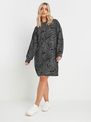 Yours Curve Black Abstract Soft Touch Jumper Dress - Image 1 of 5