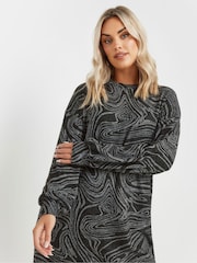 Yours Curve Black Abstract Soft Touch Jumper Dress - Image 4 of 5
