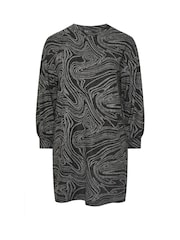 Yours Curve Black Abstract Soft Touch Jumper Dress - Image 5 of 5