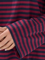Long Tall Sally Black Burgundy Stripe Boat Neck Top - Image 4 of 5