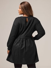 Yours Curve Black Heavyweight Poplin Collar Jumper Dress - Image 3 of 5