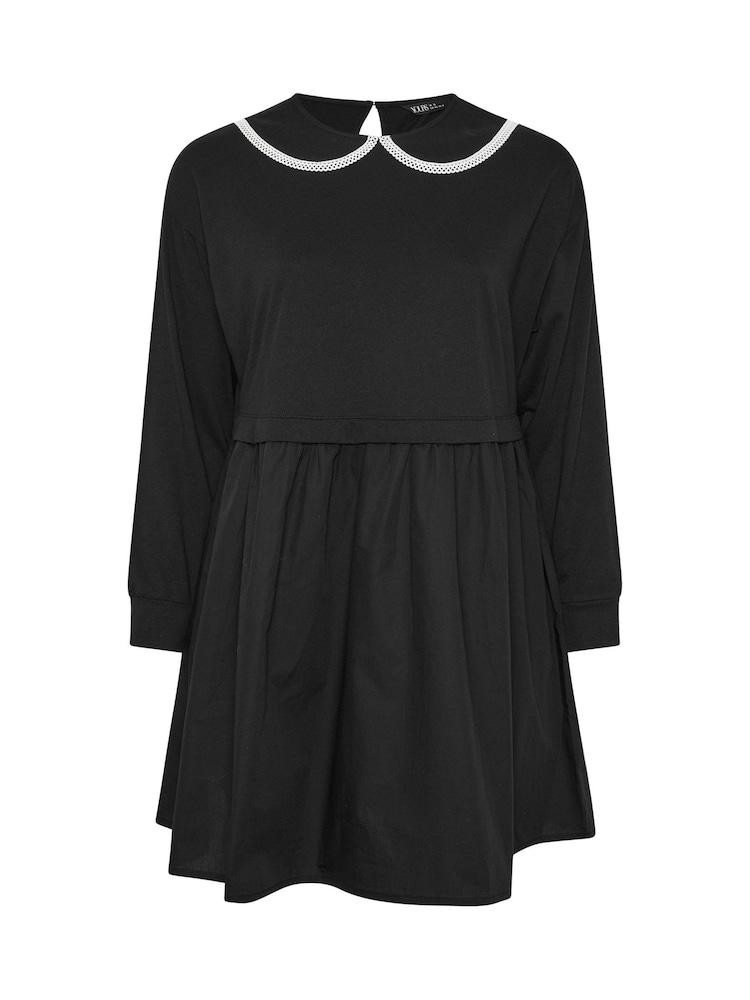Yours Curve Black Heavyweight Poplin Collar Jumper Dress - Image 5 of 5 Yours Curve Black Heavyweight Poplin Collar Jumper Dress - Image 5 of 5
