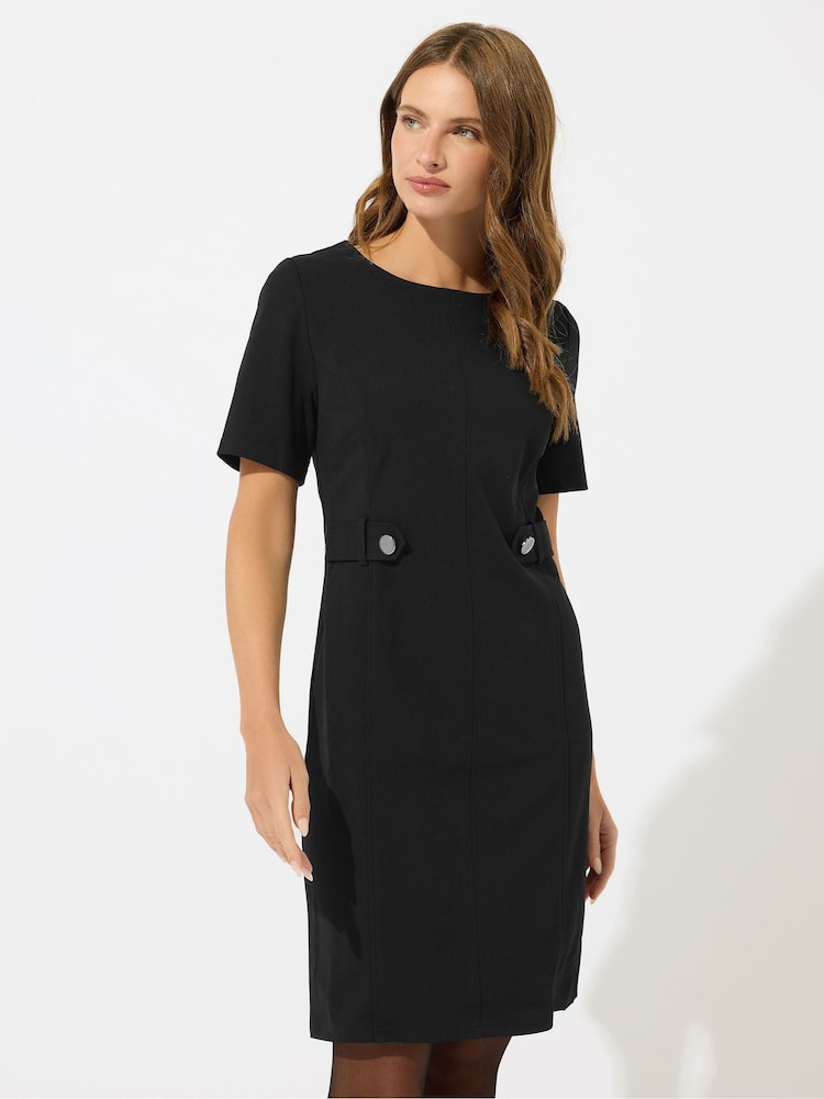 M&Co Black Button Detail Tailored Shift Dress - Image 1 of 5