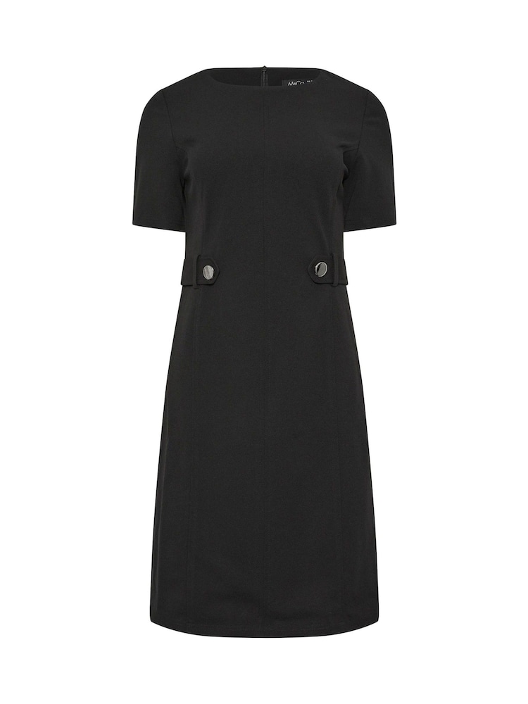 M&Co Black Button Detail Tailored Shift Dress - Image 5 of 5