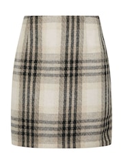 M&Co Natural Check A-Line Skirt - Image 1 of 1