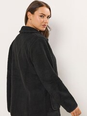 Yours Curve Black Button Front Teddy Fleece - Image 4 of 6
